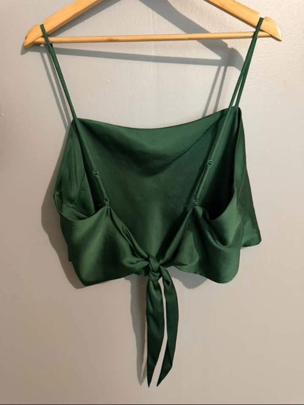 Aritzia Emerald Green Satin Camisole with Tie Detail - Picture 2 of 3
